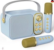 Karaoke Maschine mit 2 Mikrofonen, Mini Karaoke Anlage mit 7 Stimmeffekten,