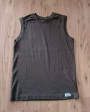 HERE+THERE Basic Feinripp Shirt ärmellos 134/140 Unifarben Braun Rundhals Baumw.