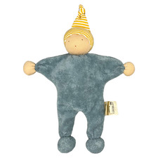 Alana Puppe Schmusetuch Püppchen ZIpfelmütze Stofftier ca 23cm Blau Gelb Baby