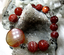 FEUERACHAT FEUER-ACHAT Edelstein-Armband  HANDARBEIT ca.19 cm  Nr.3