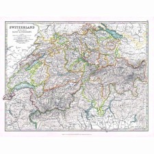 Antike Karte 1914 - Schweiz