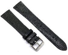 Uhrenarmband Echt Perl Rochen Uhrband schwarz 18 Und 20mm Made in Germany / 76