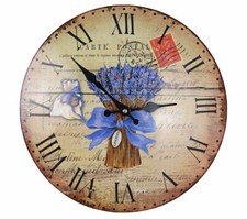 LAVENDEL KÜCHENUHR SHABBY CHIC Uhr ANTIK WANDUHR Vintage Dekouhr Hängeuhr Retro