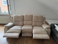 3-SITZER-RELAXSOFA Couch Liegefunktion Polster Stoff Vintage