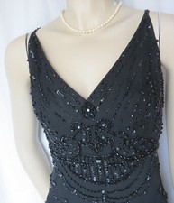 Laura Ashley Kleid 40 schwarz Abendkleid Seidenkleid Hochzeit Perlen Seide 90er