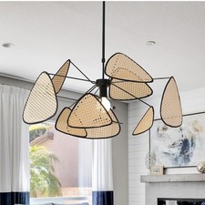 HvKvHvY lampenschirm Rattan Pendelleuchte, Boho E27 Lampenschirm, Hängende