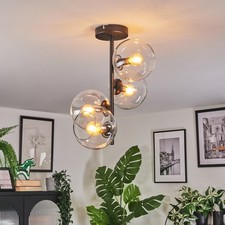 Schicke Deckenleuchte im Retro/Vintage-Stil, Schwarz, Metall/Glas Deckenlampe