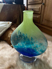 Bodenvase Vase Groß Blumenvase Glas Handgemacht Glasvase Blau Grün