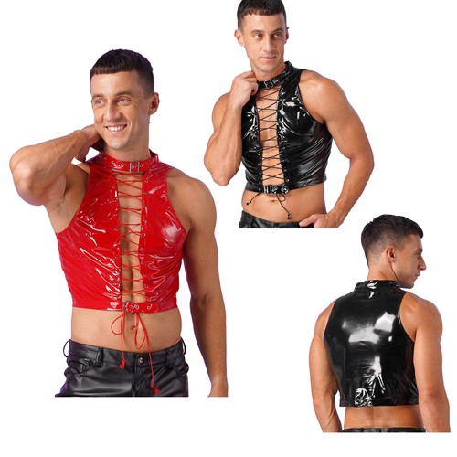 Herren crop top wetlook - crop,