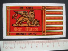 EIS CAFE San Marco Löwe Venedig OFFENER STR. Sticker Aufkleber Werbung Reklame