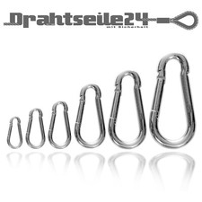 Karabiner Haken Silber Verzinkt DIN 5299 4x40 5x50 6x60 8x80 10x100 11x120