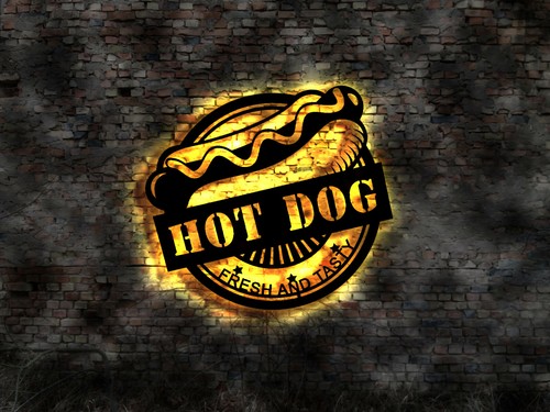 Wandbild schild hot dog - ,