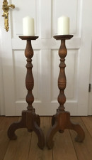 2 x antike große Eiche Kirchenleuchter Leuchter Altar Kerzenständer massiv Holz