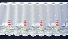 Leuchtturm Scheibengardine 3 Breiten - 60 cm Höhe Badezimmer Gardine Maritim Neu