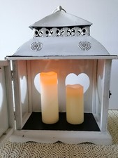 große Holz/Metall /Glas Laterne  mit 6 Herzen H:48cm,B:34,5,T:19,9cm