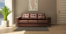 Glanz Echtleder 3 er Sofa mit