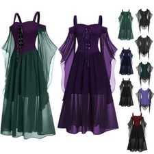 Damen Mittelalter Kleid Halloween Kostüm Vampir RollenspieOutfit Faschingskostüm