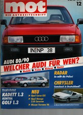 Zeitschrift MOT Auto #12 von 1988 Audi 80 90 Kadett Golf Chrysler Nissan Terrano