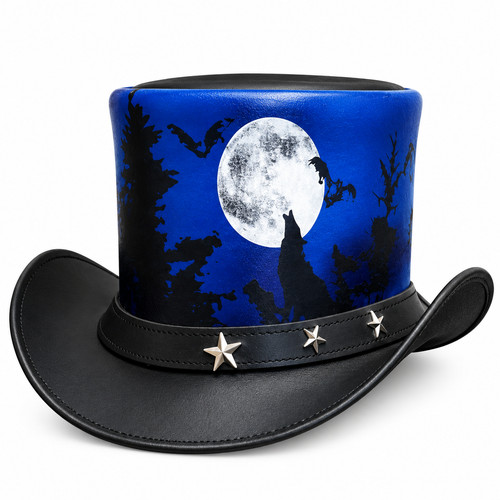 Echt leder zylinder hut - hut, mond
