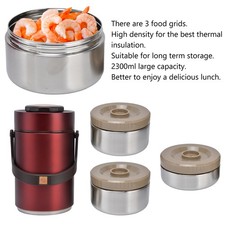 (Rot)2.3 L Vakuum Mittagessen Box 304 Edelstahl 3 Schichten Verhindern
