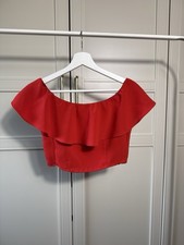 Zara Crop top rot mit Volant Größe XS