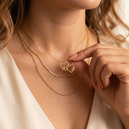 Custom initial heart - heart, necklace
