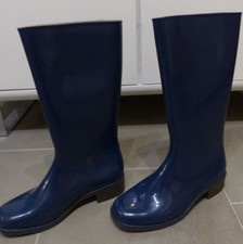 Retro Romika Gummistiefel, Regenstiefel mit Absatz, Blau, Gr.37