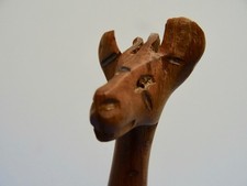 Teak Holz Giraffe Skulptur Mid
