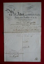 1877 Verleihungsurkunde SACHSEN - ZIVILVERDIENSTORDEN - Komturkreuz 1. Klasse