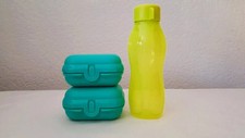 Tupperware T 105 - 2x Eco+ Mini-Twin Behälter - Türkis + EcoEasy  Flasche 310 ml