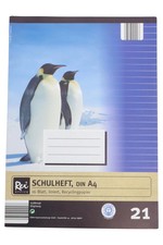 Rex Schulheft DIN A4 liniert Recyclingpapier Pinguin Mehrfarbig 16 Blatt