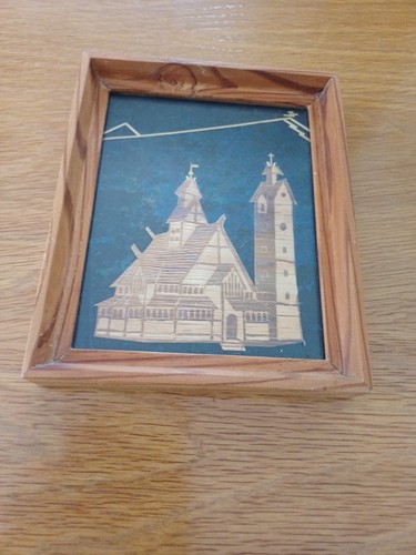 Vintage strohbild stabkirche - strohbild,