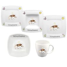 Kindergeschirr Kuh Porzellan Set - Personalisiert mit Wunschname