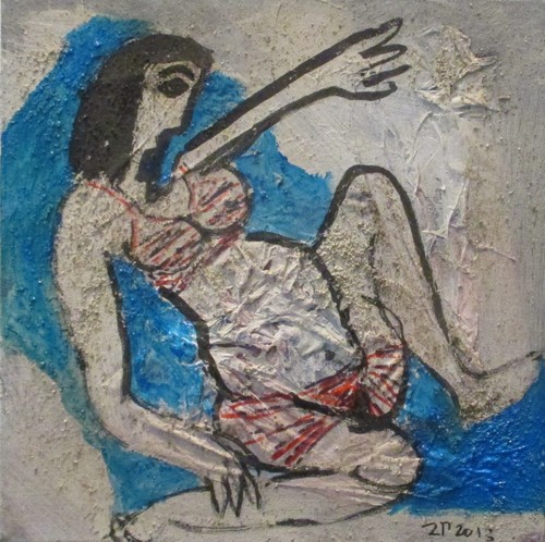 Badende frau collage 30x30 - badende,
