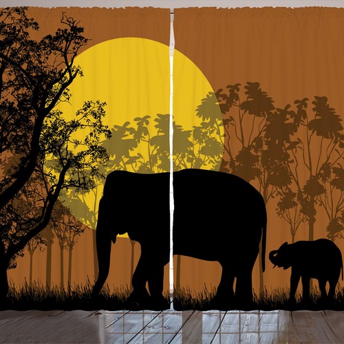 Elefant rustikale gardine - elefant,