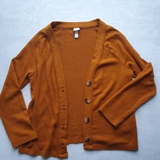 H&M Cardigan 34 xs 36 S Strick knit senfgelb cognac Strickjacke oversized