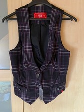 Edc by Esprit Weste Gr.L lila kariert,neu mit Etikett,Knöpfe,Ersatzknopf
