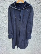 Lammfellmantel Gr. 38 mit Kapuze, dunkelblau