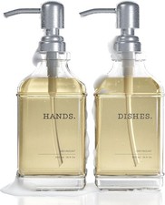 Seifenspender Set Glas - 2er Pack 500ml | Edelstahl-Pumpspender für Flüssigseife