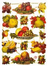 Glanzbilder Obst - Decoupage Scrap Oblaten - Oblatenbilder Nostalgie Vintage Pap