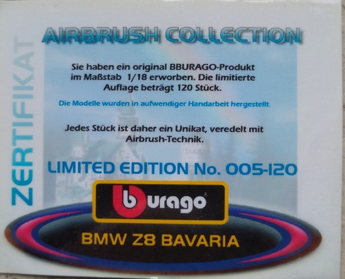Bmw bavaria 18 bburago - bmw, z8