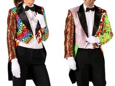 Kostüm bunter Frack Patchworkjacke Damen Herren Jacke Zirkus Clown Karneval
