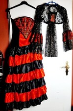 Flamenco Tänzerin Karneval Kostüm Edel 3 Teile