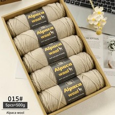 Alpaka Wolle Alpaca 5 x 100g 500g NS 4-5mm Strickgarn weich zum Stricken beige