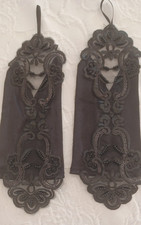 Handstulpen Stulpen Gothic  Pailletten + Perlen,  schwarz edle Spitze ca. 25 cm