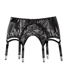 DE iEFiEL Damen Leder Strapsgürtel Spitzen Strumpfgürtel mit Strumpfhalter Club