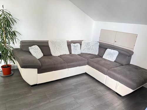 Ecksofa grau weiß mit - ecksofa, grau/weiß