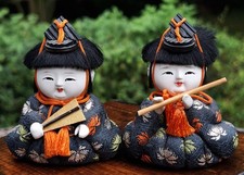 Puppe Figur des Hina-Matsuri aus Japan - zwei Musiker H7cm - alte Rarität