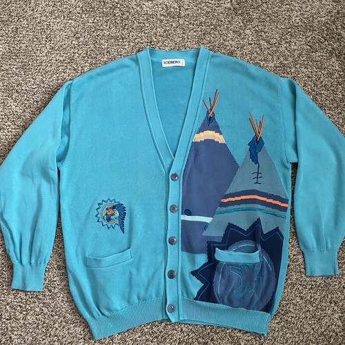 Vtg iceberg cardigan sweater - vtg,