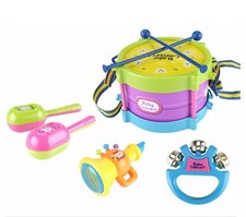 5tlg Kindertrommel Trumpet Rassel Sandhammer Baby Musik Instrument SpielzeugSet